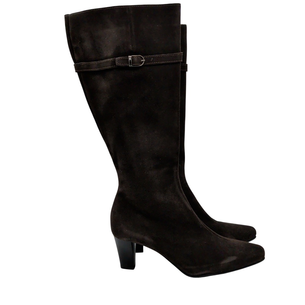 La Canadienne 28394 Dark Brown Suede Knee High Boots Square Toe Womens 9.5 M